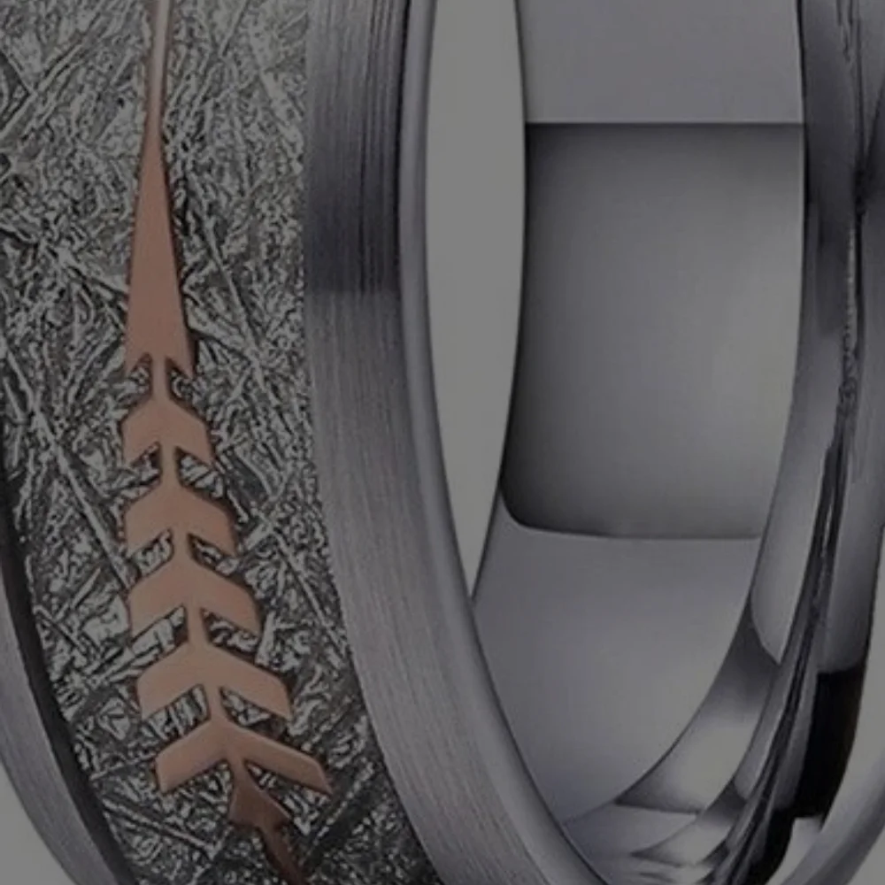 Men's Silver and Rose Gold Arrow Ring - Picture 4 of 4
